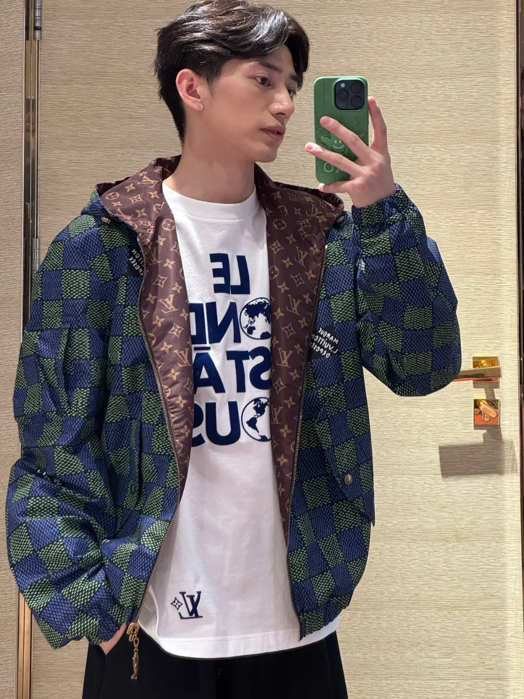 Louis Vuitton/Louis Vuitton 25ss earth flocked short sleeves